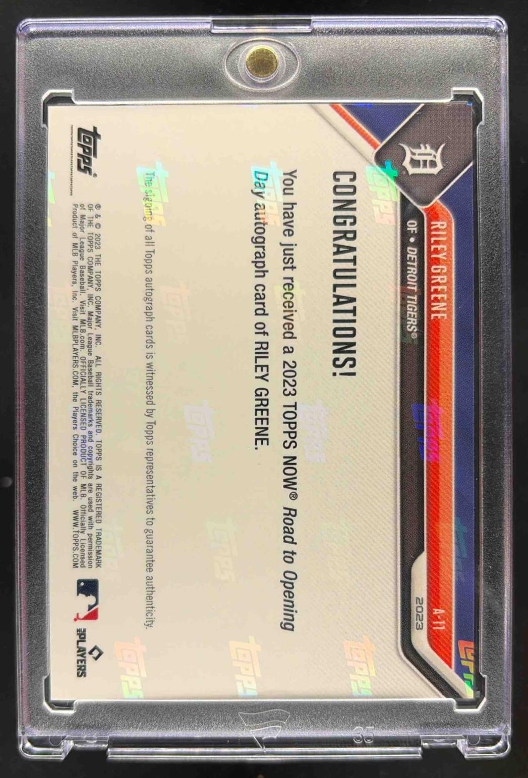 2023 Topps Now Riley Greene #242 Blue 29/49 RC Auto