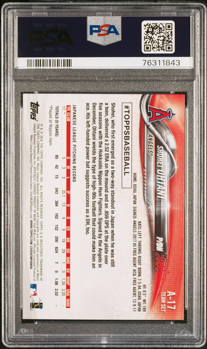 2018 Topps Shohei Ohtani Team Set Rookie PSA 9