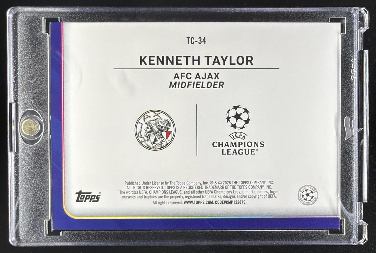 2025 Topps UEFA CC Kenneth Taylor #TC-34 1/1 Trophy Chasers