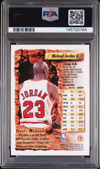 1993-94 Topps Finest Michael Jordan #1 Refractor Bulls PSA 8