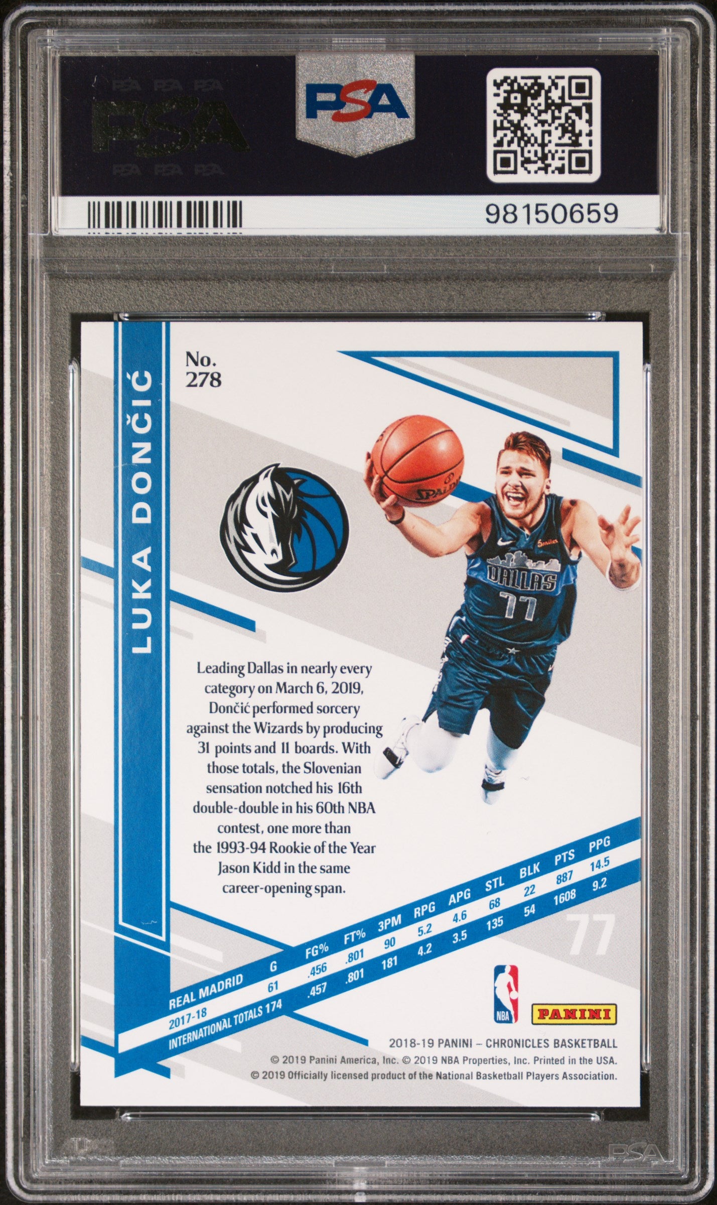 2018 Chronicles Elite Luka Doncic PSA 10