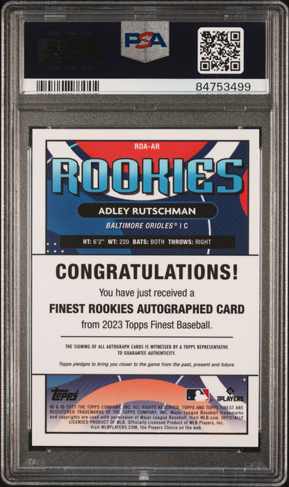 2023 Finest Adley Rutschman Rookie Gold Auto /50 PSA 10