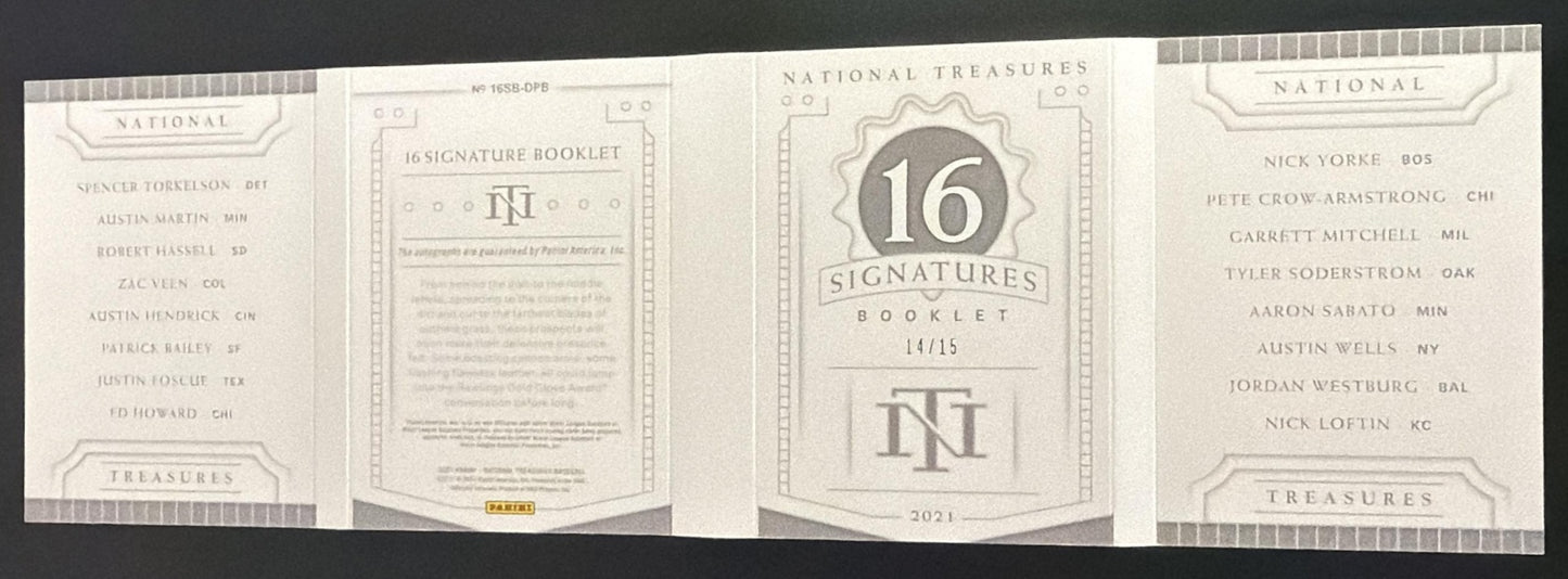 2021 National Treasures 16 Auto Booklet Torkelson Armstrong Soderstrom Wells /15