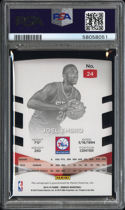 2014-15 Donruss Joel Embiid Die Cut Rookie Auto /99 PSA 9