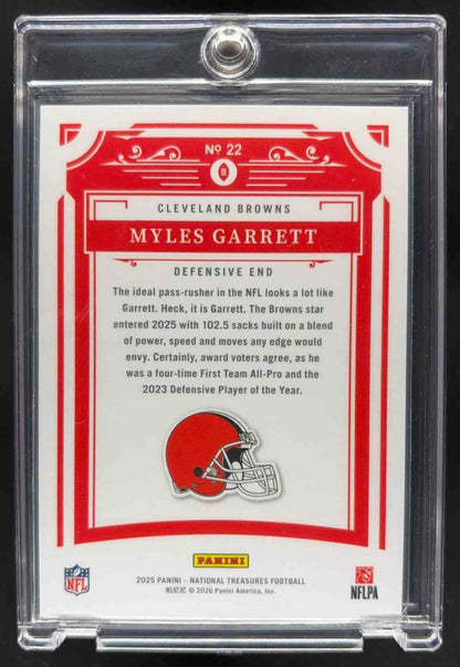 2025 Panini National Treasures Myles Garrett #22 Holo Silver 15/15 Browns