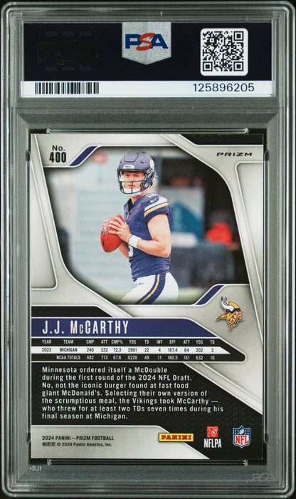 2024 Prizm JJ Mccarthy Blue Prizm Sp Rookie PSA 9