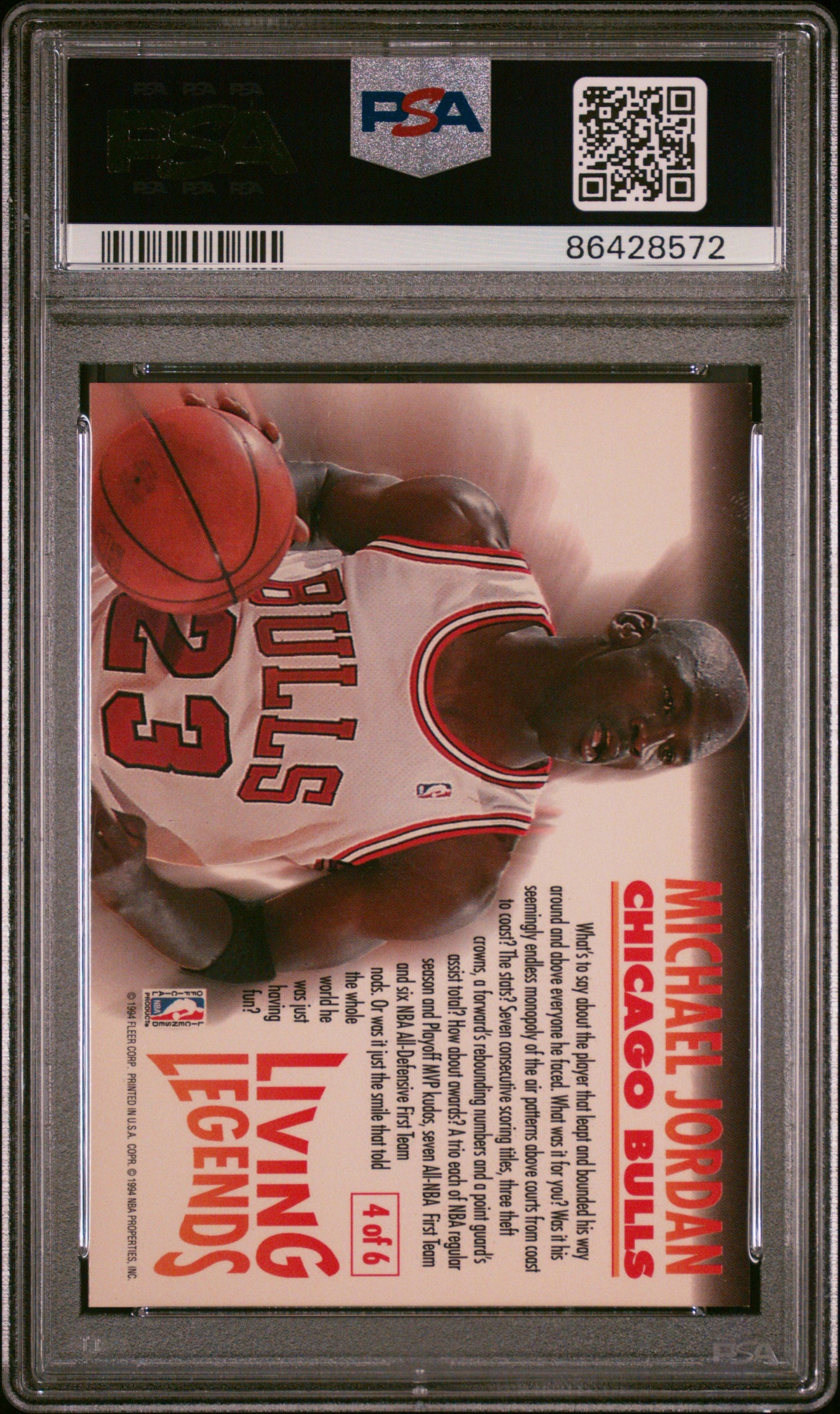 1993-94 Fleer Michael Jordan #4 Living Legends PSA 7