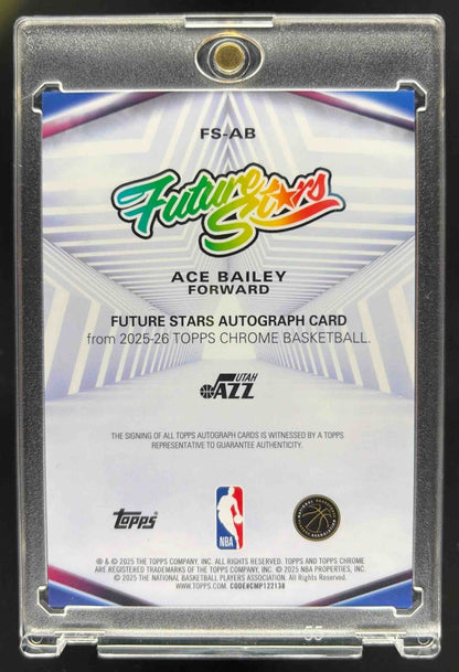 2025 Topps Chrome Ace Bailey #FS-AB Future Stars Auto Green Refractor /99 RC