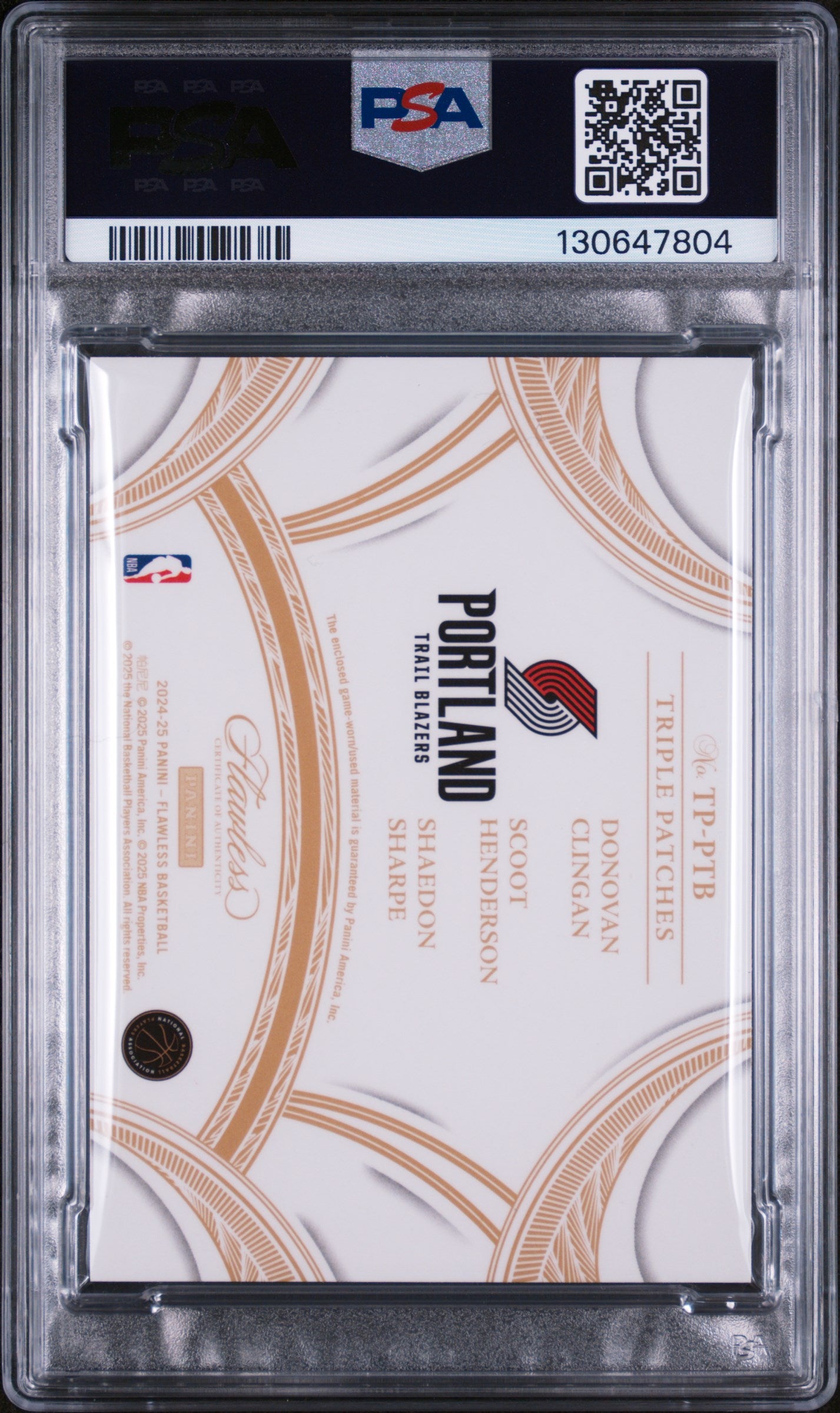 2024-25 Flawless Clingan Henderson Sharpe Triple GU Patch /25 PSA 9