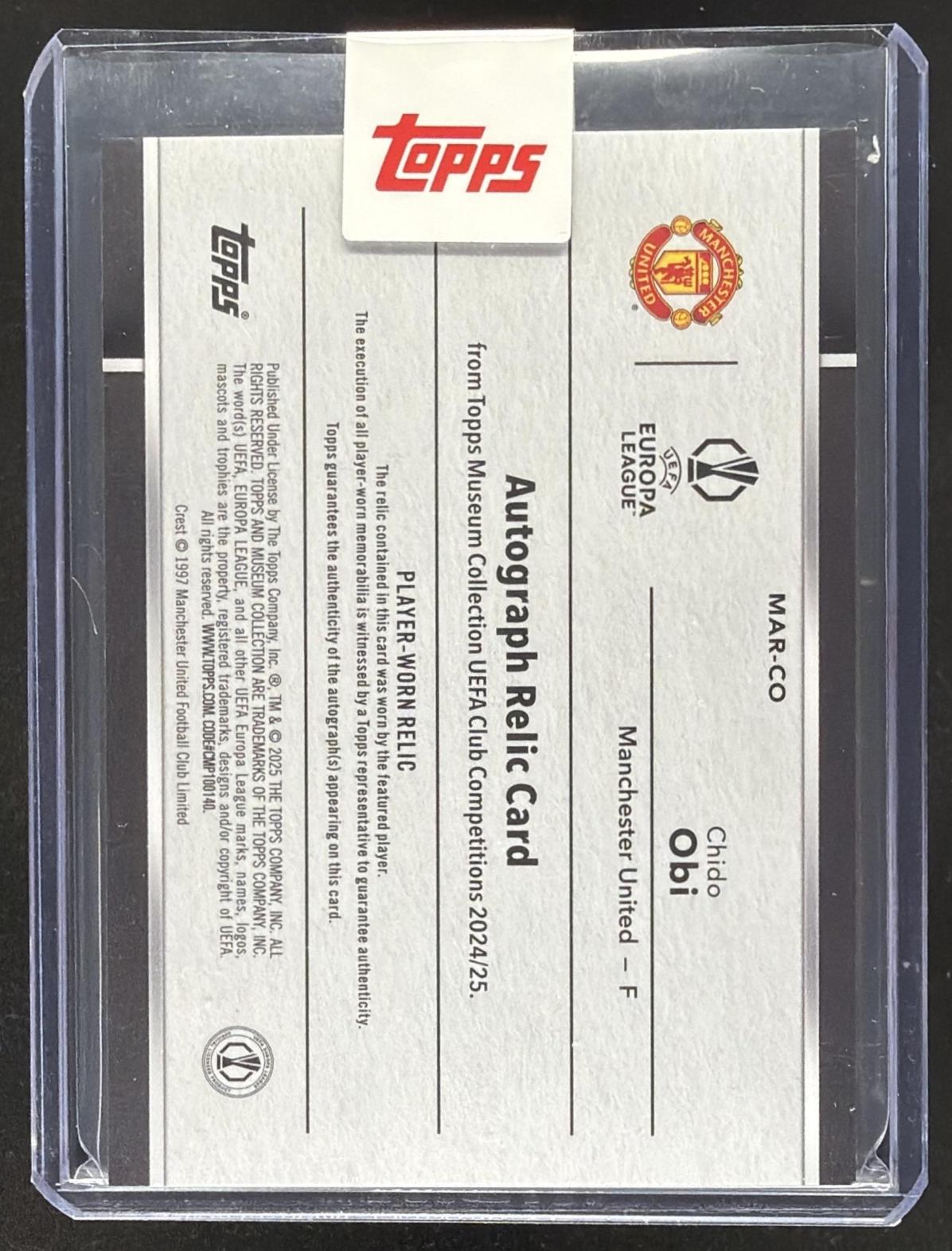 2024 Topps Museum Collection UEFA Club Competitions Chido Obi #MAR-CO Patch Auto /25