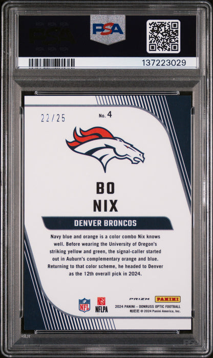 2024 Panini Donruss Optic Rookie Primary Colors Bo Nix #4 RK PRP Stars PSA