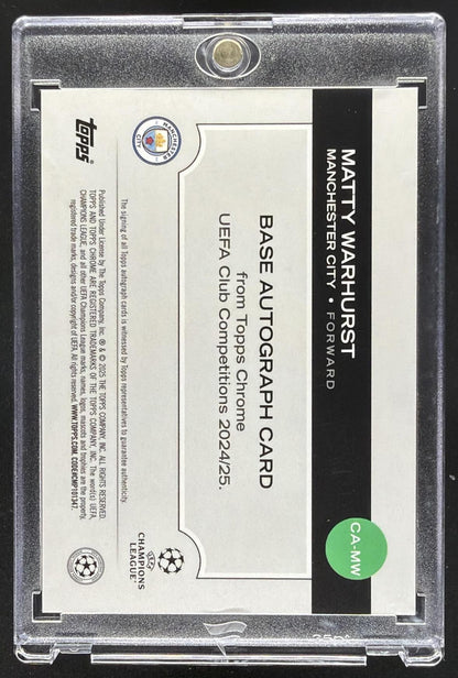 2024 Topps Chrome UEFA Club Competitions Matty Warhurst #CA-MW Auto Orange /25 RC