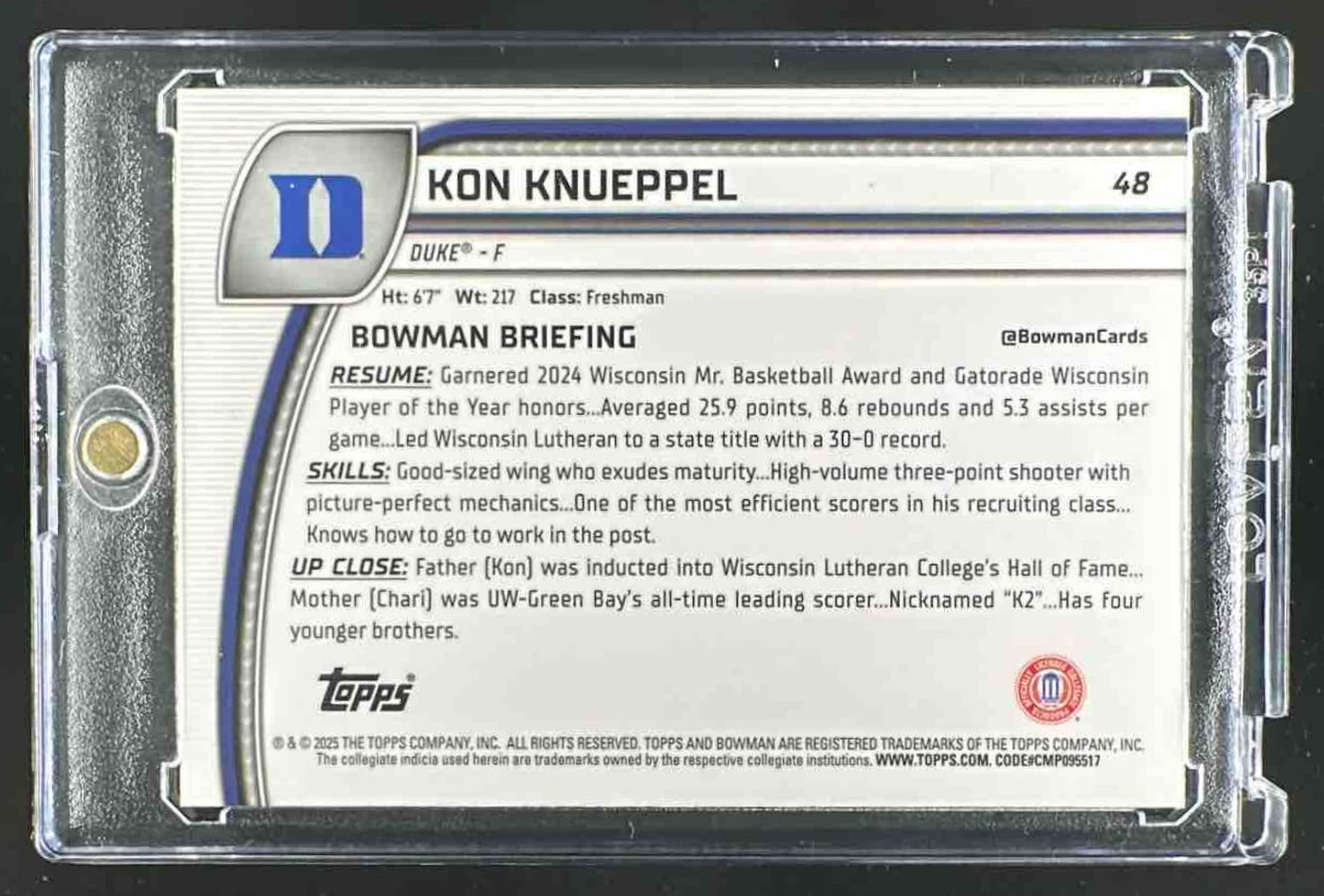 2024 Bowman University Chrome Kon Knueppel #48 Reptilian Blue Refractor /150