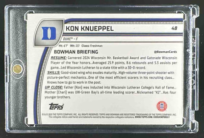 2024 Bowman University Chrome Kon Knueppel #48 Reptilian Blue Refractor /150