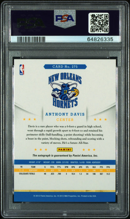 2012-13 Panini Hoops Anthony Davis Rookie Auto PSA 8