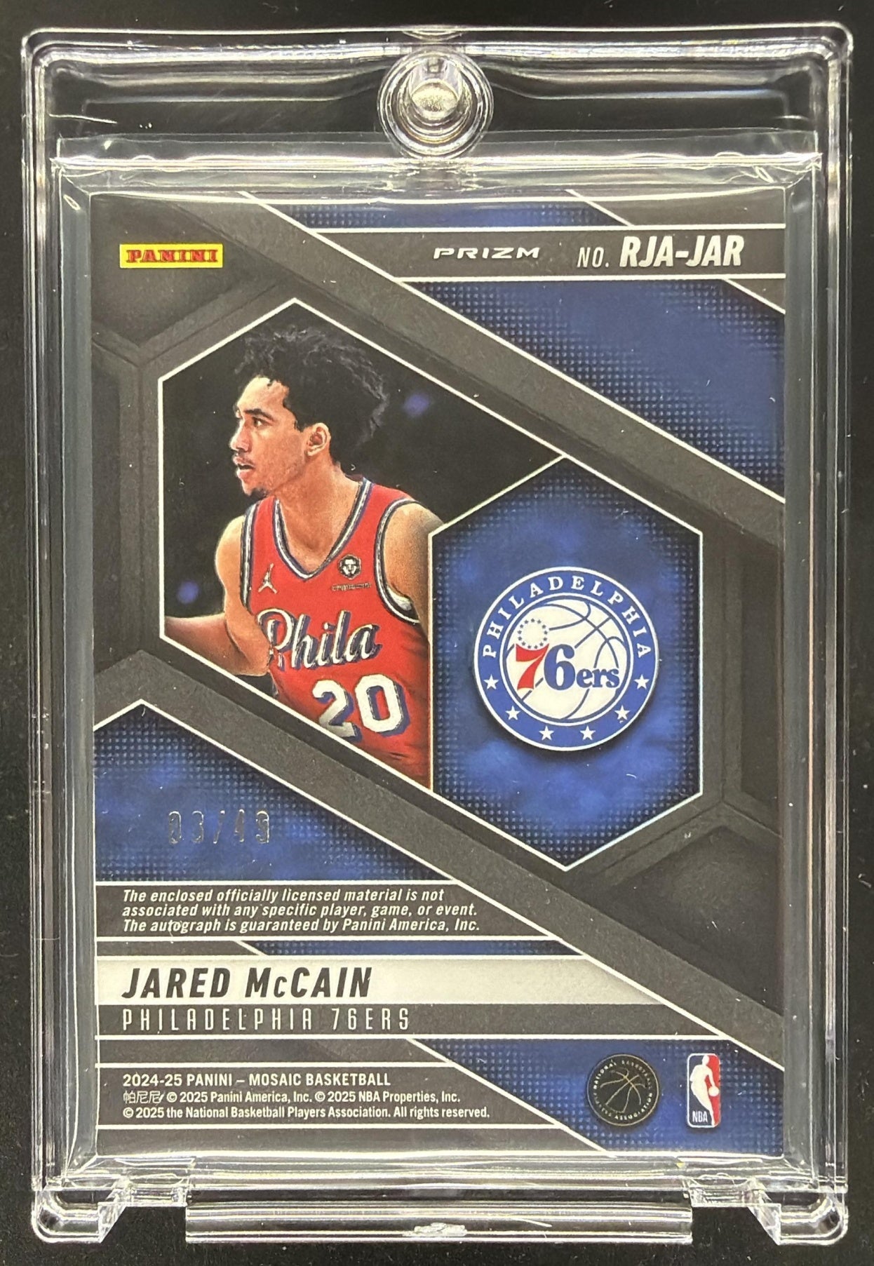 2024-25 Panini Mosaic Jared McCain #RJA-JAR Rookie Jersey Auto Choice Mosaic RC