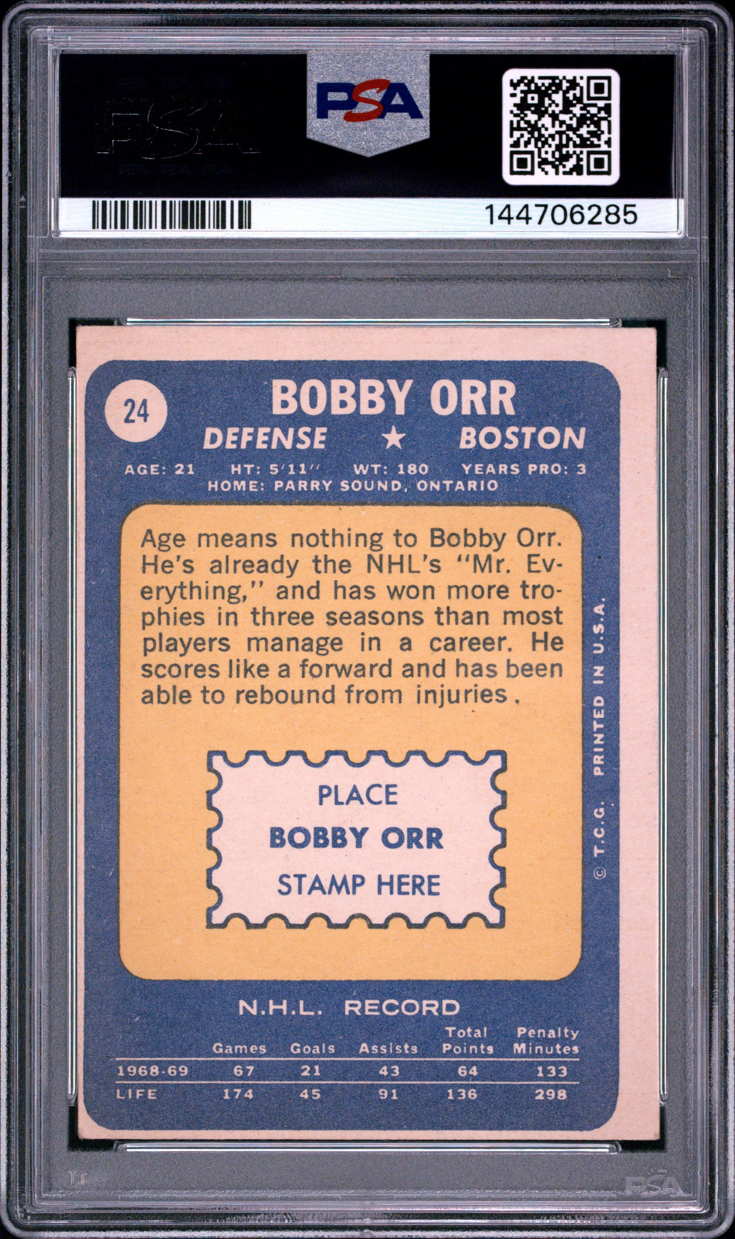 1969-70 Topps Bobby Orr #24 PSA 4