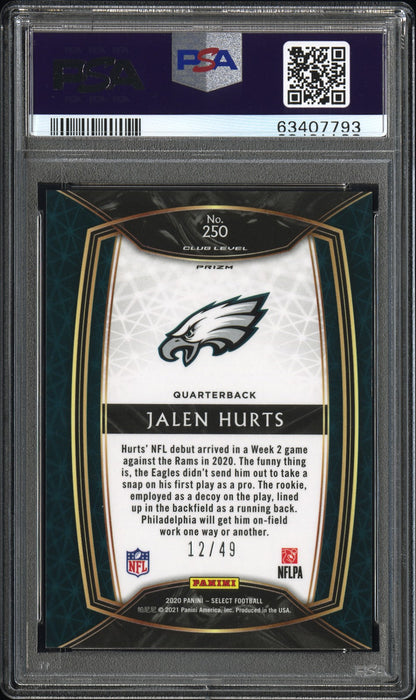2020 Select Jalen Hurts Red Disco Rookie /49 PSA 10