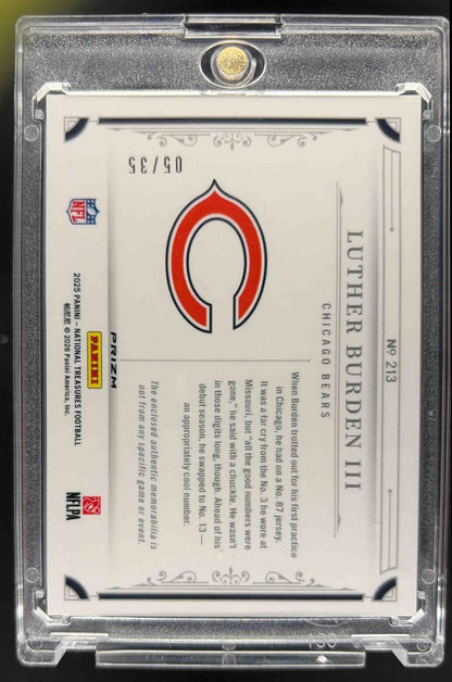 2025 Panini National Treasures Luther Burden III #4 Rookie Dual Materials Gold /35 MEM RC