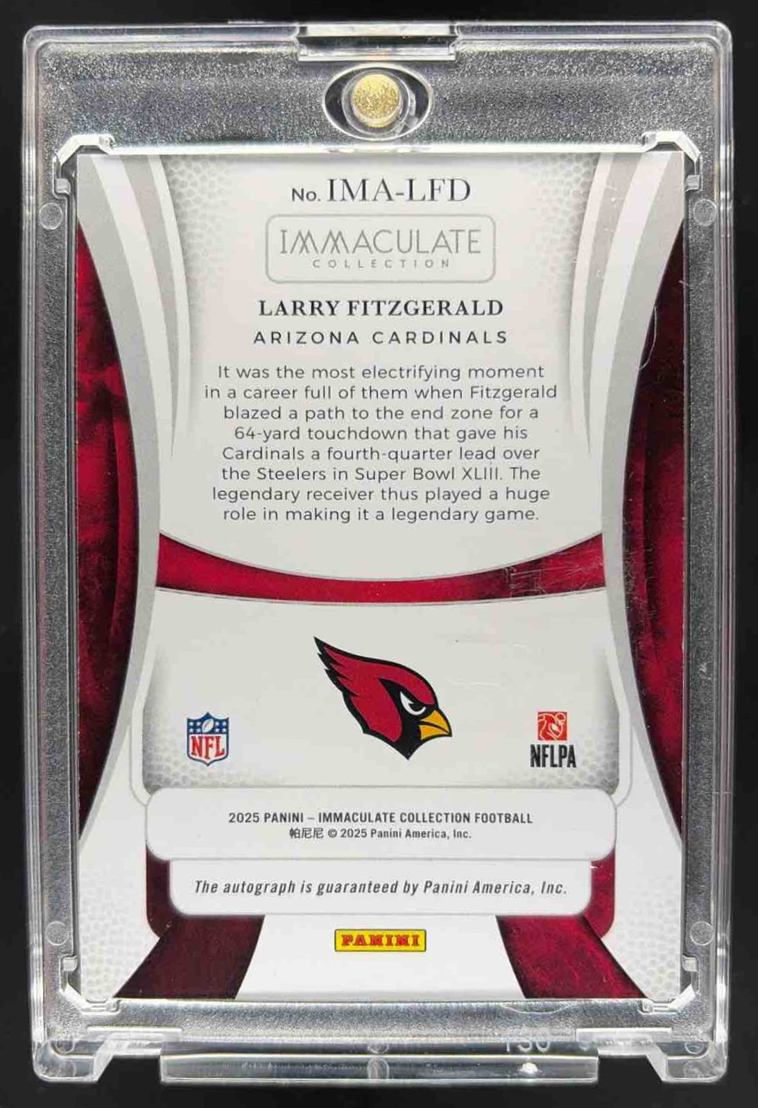 2025 Panini Immaculate Collection Larry Fitzgerald Immaculate Moments Auto /49