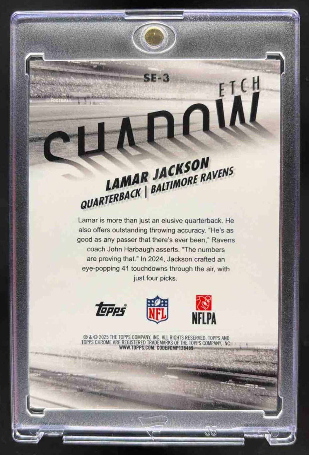2025 Topps Chrome Lamar Jackson #SE-3 Shadow Etch SP