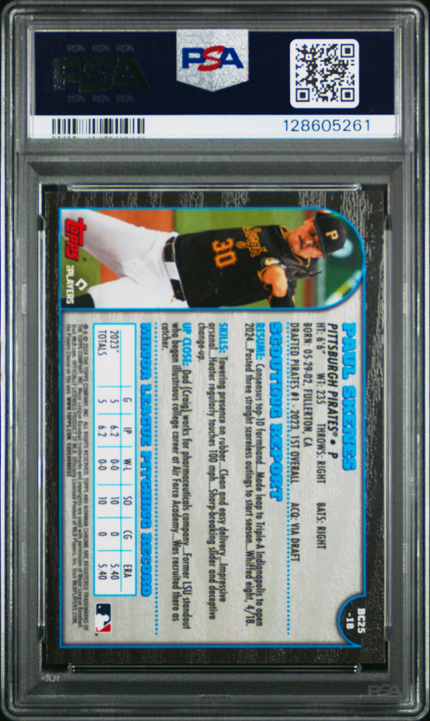 2024 Bowman Chrome Paul Skenes #BC25-18 1999 25th Anniversary RC PSA 9