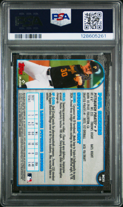2024 Bowman Chrome Paul Skenes #BC25-18 1999 25th Anniversary RC PSA 9
