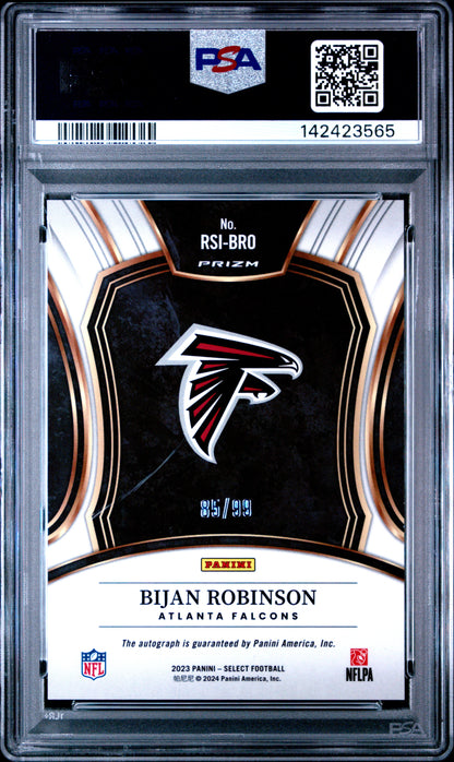 2023 Panini Select Bijan Robinson Rookie Signatures Blue Prizm /99 Auto RC PSA 10