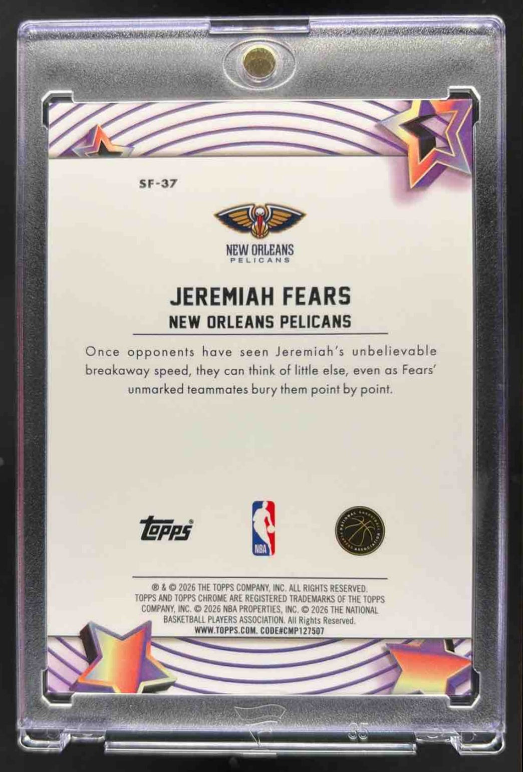 2025-26 Topps Cosmic Chrome Jeremiah Fears #SF-37 StarFractor RC