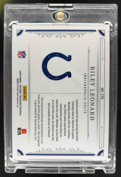 2025 Panini National Treasures Riley Leonard #174 Rookie Patch Auto /99 MEM RC