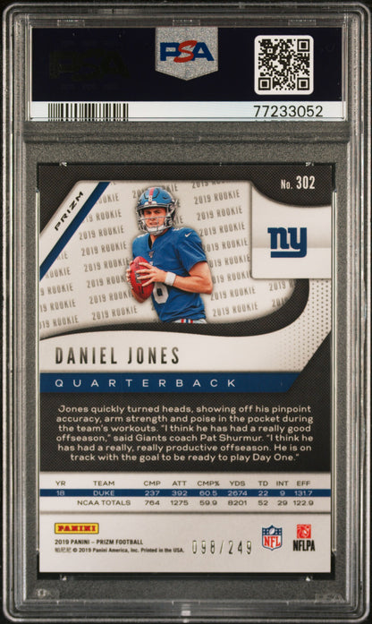 2019 Prizm Daniel Jones Orange Rookie /249 PSA 10