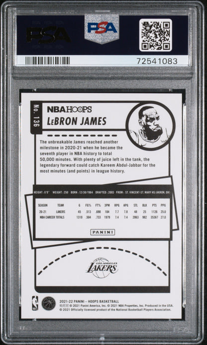 2021 Hoops Lebron James Hyper Red /99 PSA 10