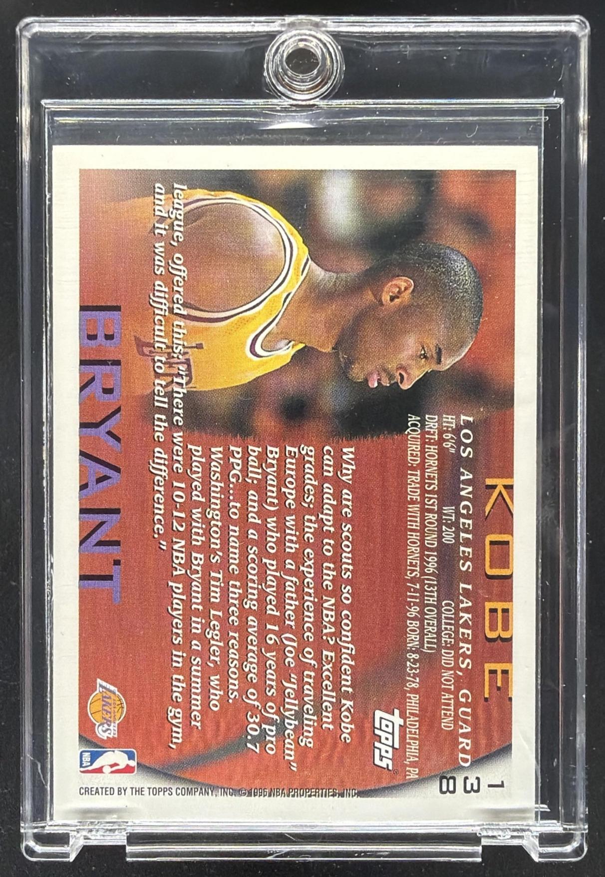 1996-97 Topps Kobe Bryant Rookie #138
