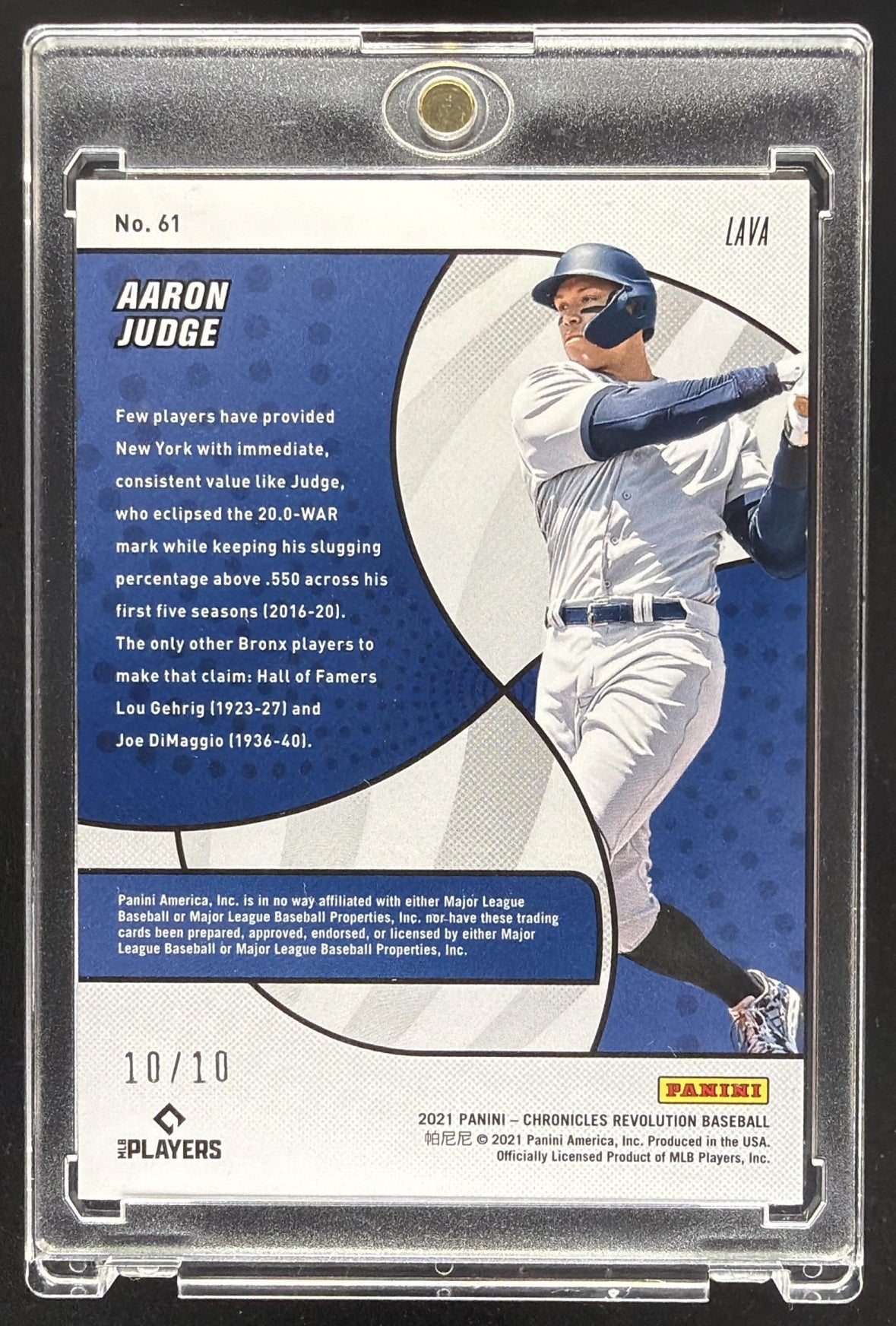 2021 Panini Chronicles Aaron Judge #61 Revolution Lava 10/10