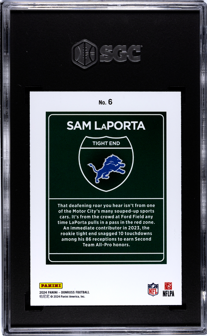 2024 Panini Donruss Sam LaPorta #6 Downtown! SSP SGC 9.5