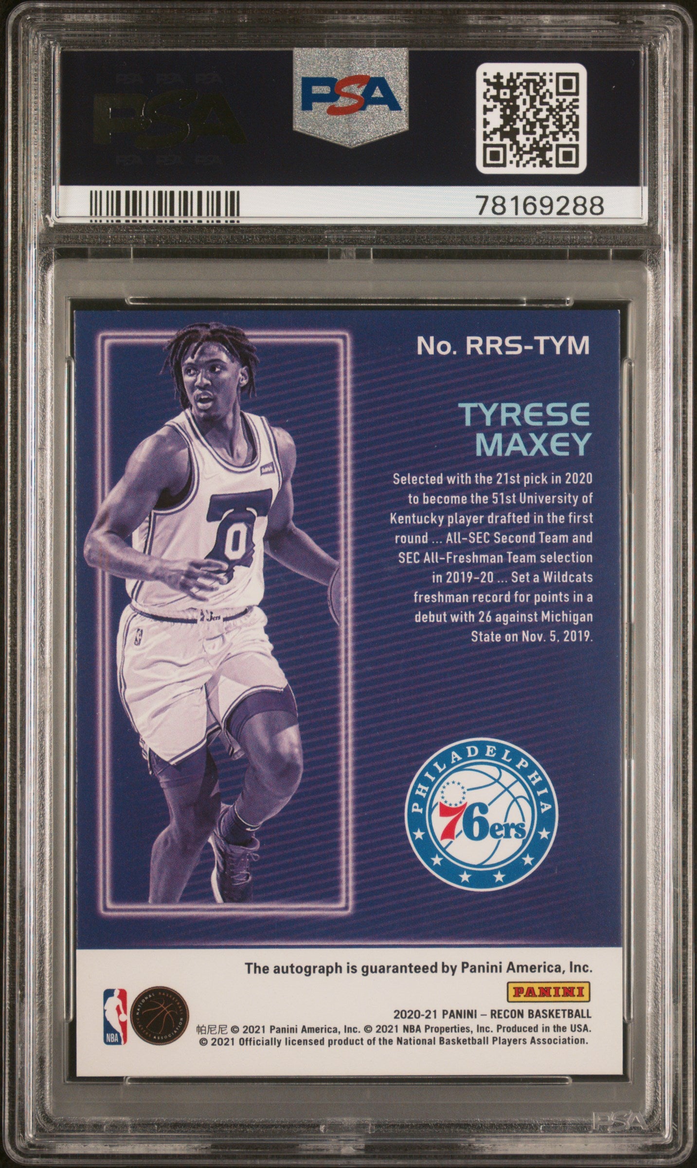 2020-21 Recon Tyrese Maxey Rookie Auto PSA 9