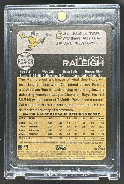 2022 Topps Heritage Cal Raleigh #ROA-CR Real One Auto RC Mariners