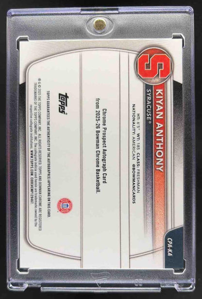 2025 Bowman Kiyan Anthony #CPA-KA Chrome Auto Blue Refractor /150 1st Prospect