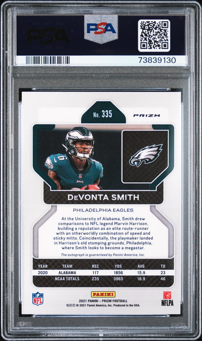 2021 Prizm Devonta Smith Rookie Auto Silver PSA 9