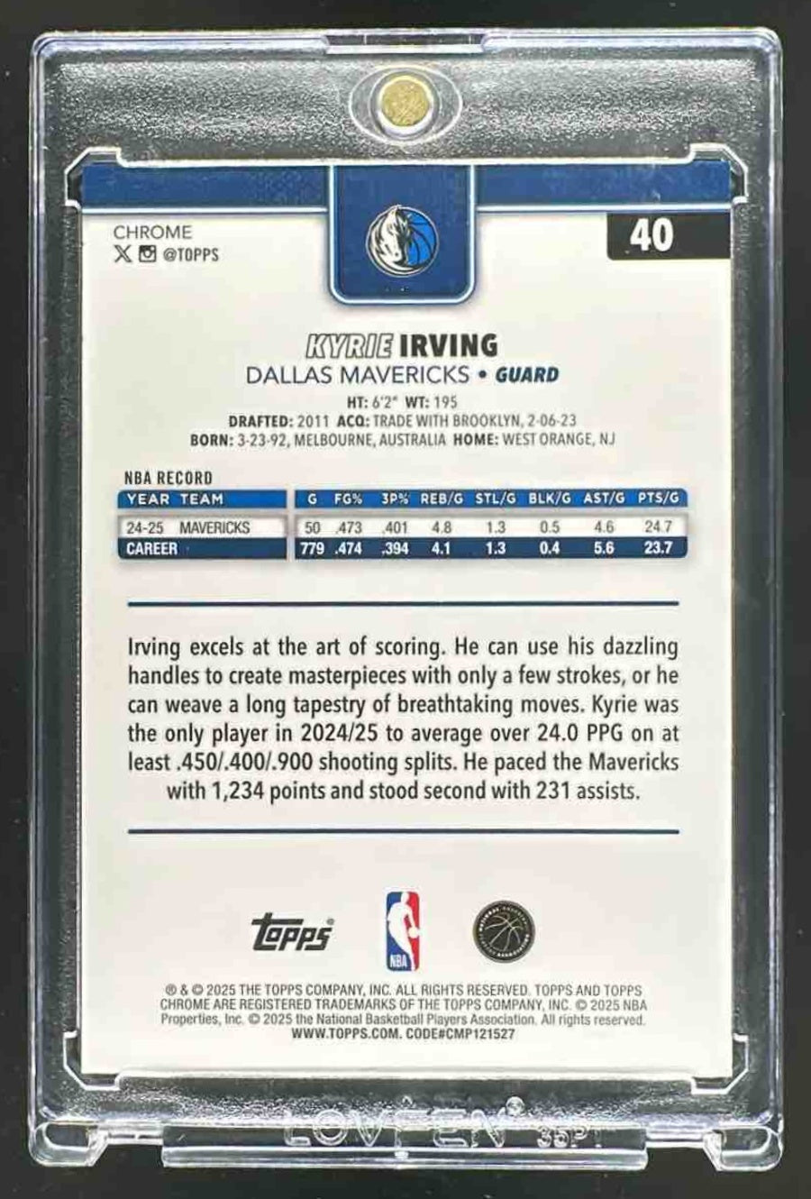 2025-26 Topps Chrome Kyrie Irving #40 Black Refractor 9/10 Mavericks