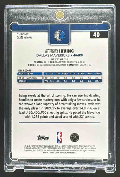 2025-26 Topps Chrome Kyrie Irving #40 Black Refractor 9/10 Mavericks