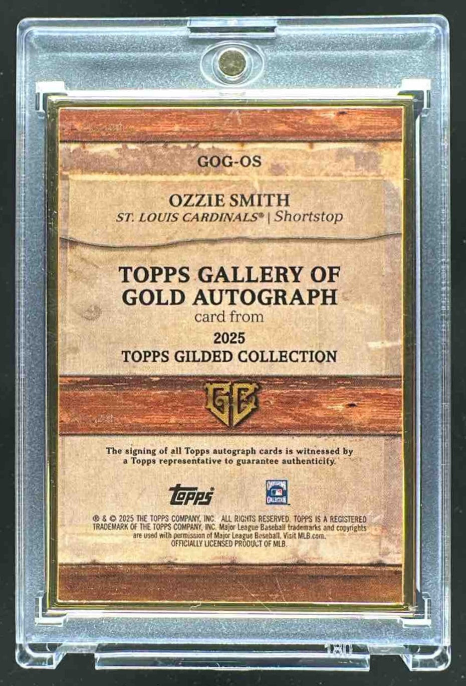 2025 Topps Gilded Collection Ozzie Smith #GOG-OS Gallery of Gold Auto /25