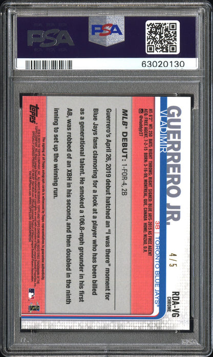 2019 Topps Chrome Update Vladimir Guerrero Jr. Red Auto /5 Rookie PSA 10