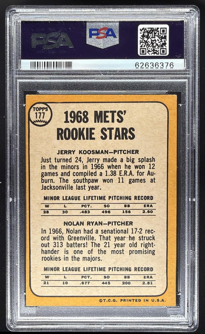 1968 Topps Mets Rookie Stars Jerry Koosman Nolan Ryan RC #177 RC PSA 4