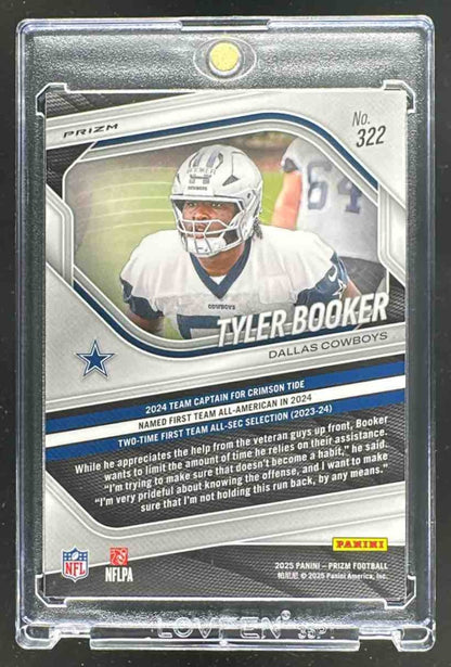 2025 Panini Prizm Tyler Booker #322 RC Tiger Stripe Cowboys