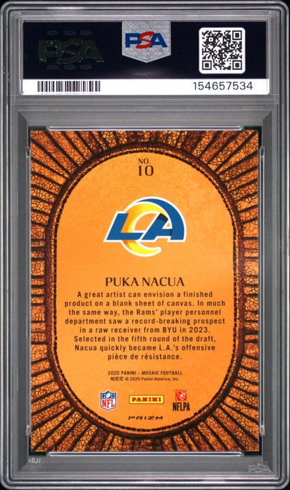 2025 Panini Mosaic Puka Nacua #10 Micro Mosaic PSA 9
