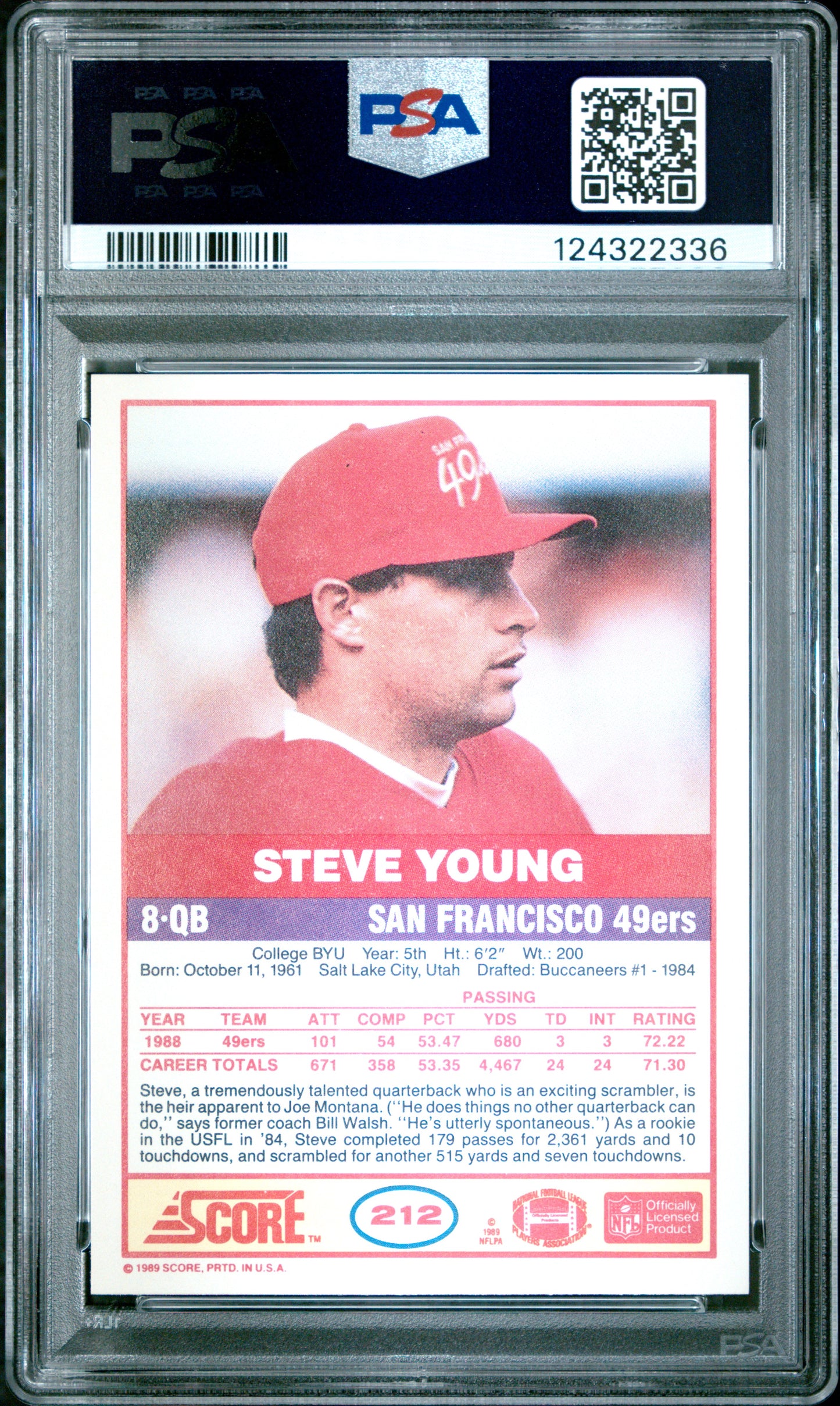 1989 Score Steve Young PSA 10