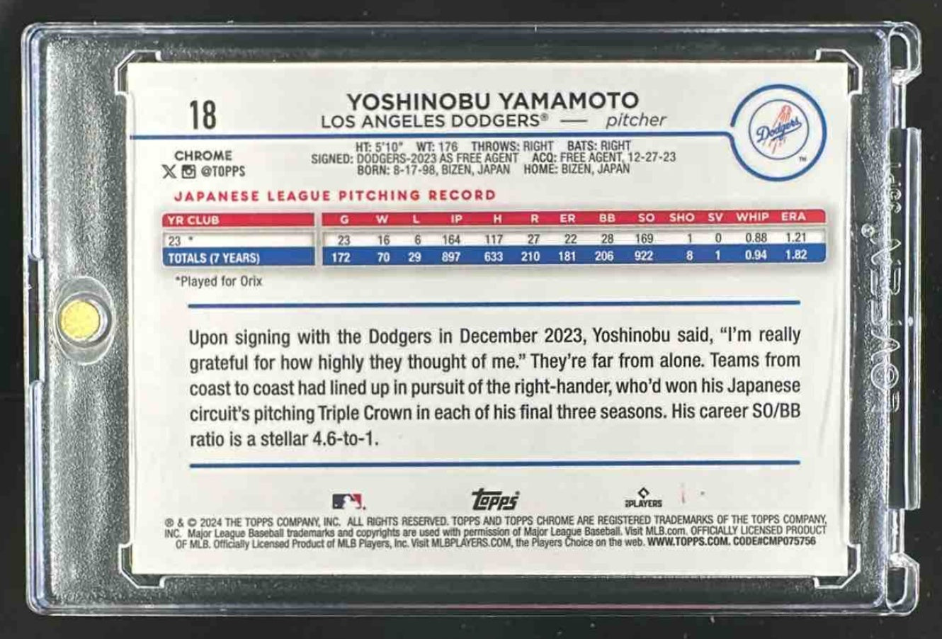 2024 Topps Chrome Yoshinobu Yamamoto Lightboard RC #18