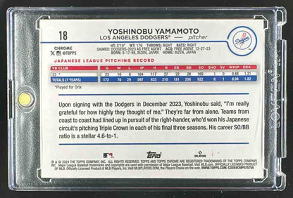 2024 Topps Chrome Yoshinobu Yamamoto Lightboard RC #18