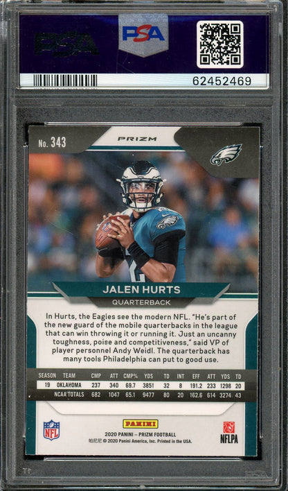 2020 Prizm Football Jalen Hurts Rookie SP No Huddle Variation PSA 9 RC